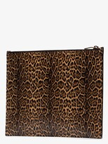 Thumbnail for your product : Saint Laurent brown Paris large leopard print pouch