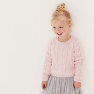 The White Company Cable Sequin Jumper (1-6yrs), Pink, 1-1 1/2yrs