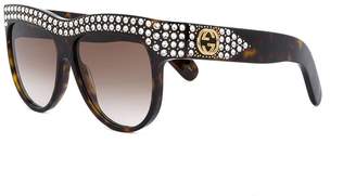Gucci Eyewear flat top crystal sunglasses