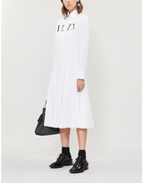 Thumbnail for your product : Valentino Logo-print loose-fit cotton-poplin midi shirt dress