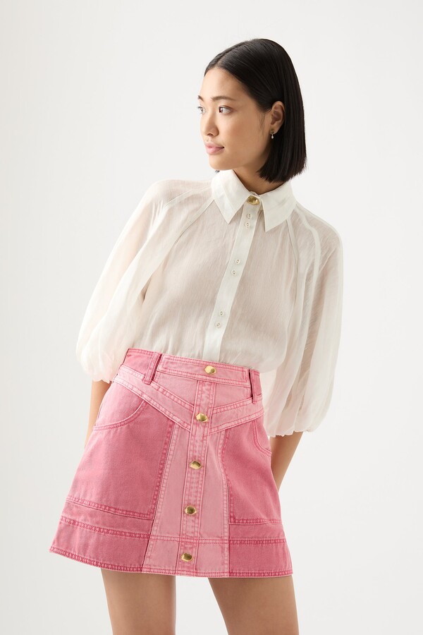Aje Shades Denim Mini Skirt In Colour Two Tone Pink Size 6 - ShopStyle
