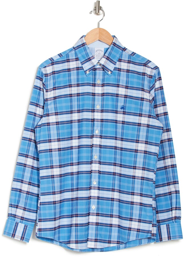 SayahMen Flannel Plaid Long Sleeve Relaxed-Fit Square Collar Longshirt