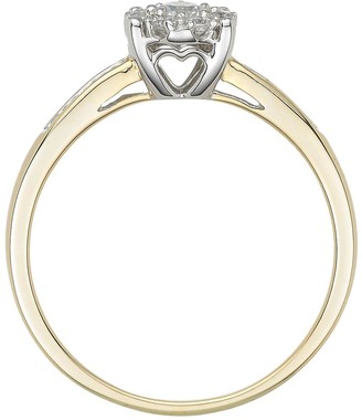 Love DIAMOND 9 Carat Yellow Gold 28 Point Cluster Ring With Stone Set Shoulders
