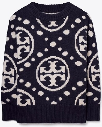 Tory Burch Merino Monogram Crewneck Sweater - ShopStyle