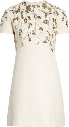Valentino Floral Embroidered Crepe Couture Dress