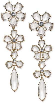 Kate Spade 14k Gold-Plated Crystal Flower Linear Drop Earrings