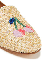 Thumbnail for your product : Kate Spade Embellished Woven Raffia Loafers