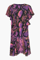 Thumbnail for your product : House of Holland Ruffled snake-print gauze mini dress