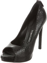 Thumbnail for your product : Tom Ford Snakeskin Peep-Toe Pumps