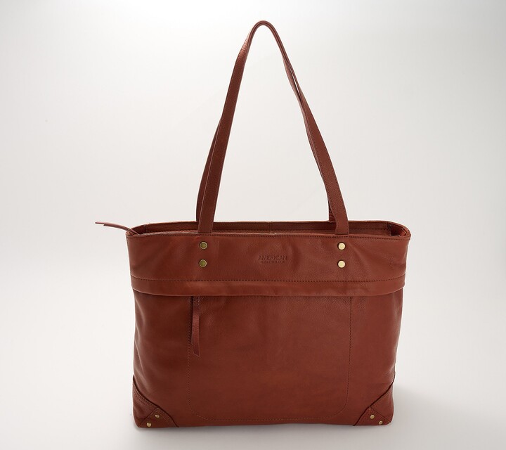 American Leather Co. Leather Miles Zip TopTote