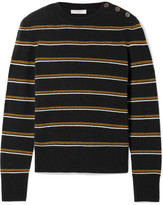 Thumbnail for your product : Equipment Duru Striped Wool And Cashmere-blend Sweater - Midnight blue