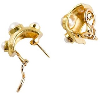 Elizabeth Locke 19K Yellow Gold & 5-8MM Freshwater Pearl Hoop Earrings