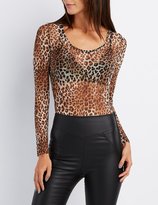 Thumbnail for your product : Charlotte Russe Leopard Mesh Bodysuit