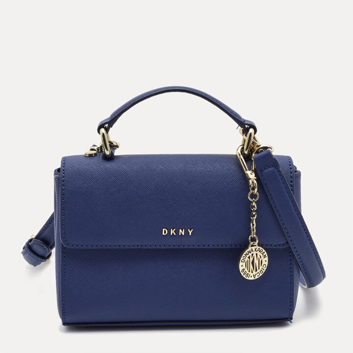 DKNY Blue Saffiano Leather Top Handle Bag - ShopStyle