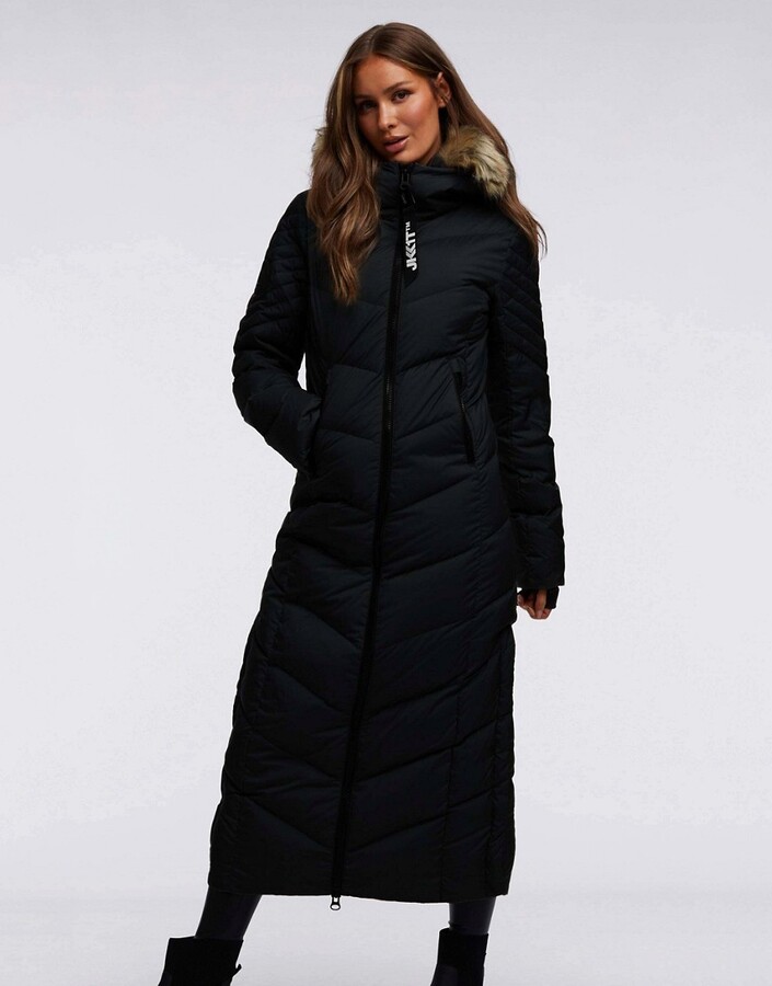 JACK1T vector ultra long fur down coat in black and natural - ShopStyle