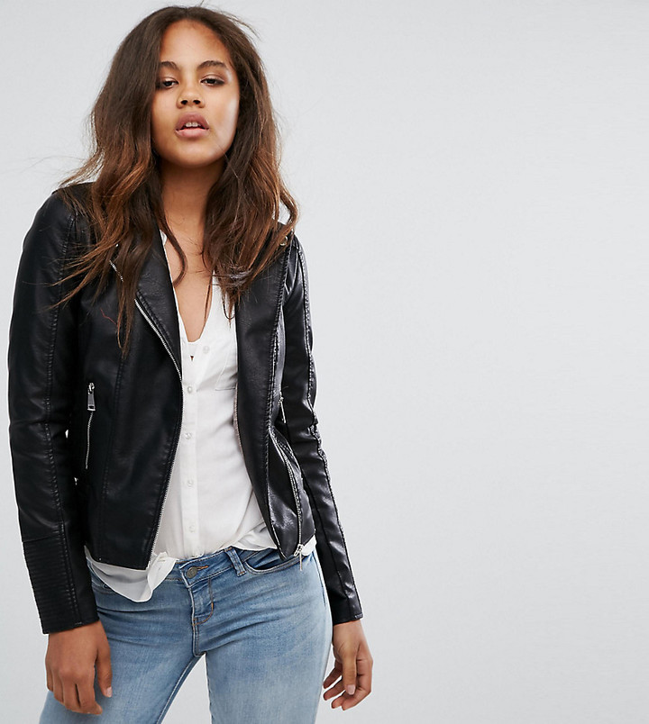 Vero Moda Leather Look Biker Jacket In Black Store, SAVE 56% -  threehouselawfirm.com