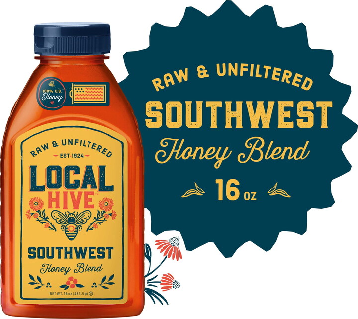 Local Hive, Raw & Unfiltered, 100% U.S. Southwest Honey Blend, 16 oz Bottle