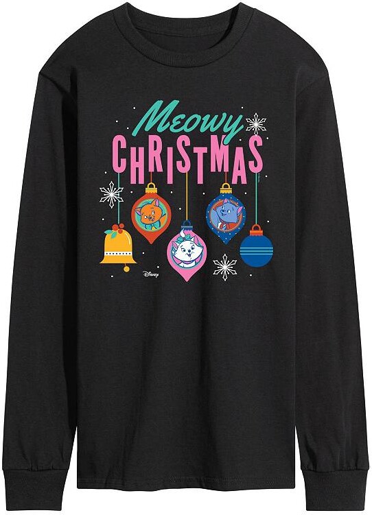 Licensed Character Men's Disney's The Aristocats Meowy Christmas Long Sleeve Graphic Tee