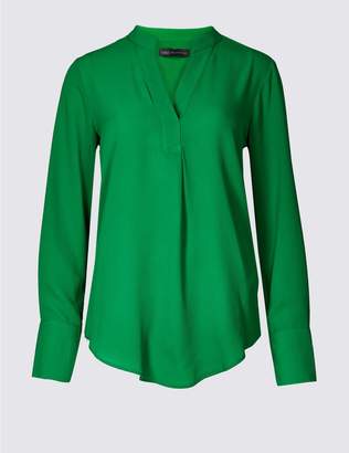 Marks and Spencer Notch Neck Long Sleeve Blouse