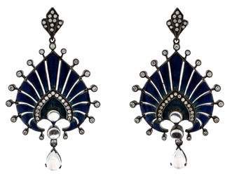 Arunashi Enamel, Diamond & Moonstone Earrings