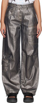 Thumbnail for your product : MSGM Gray Glitter Laminated Cargo Jeans