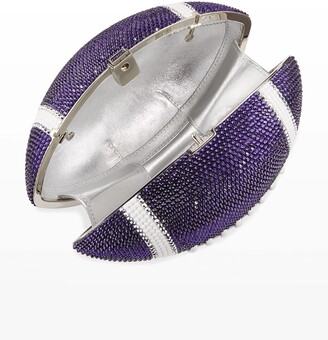 Judith Leiber Game Ball Football Crystal Clutch Bag, Purple/White