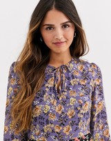 Thumbnail for your product : Daisy Street mini tea dress with neck tie in mixed floral print