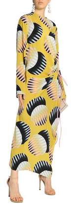 SOLACE London Ruched Printed Silk Maxi Dress