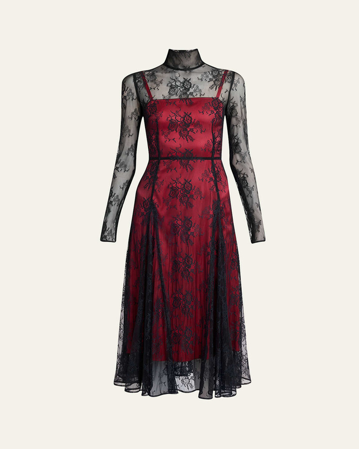 Dolce & Gabbana Chantilly Lace Fit-Flare Midi Dress