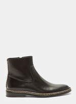 Lanvin Curb Chain Leather Ankle Boots in Black