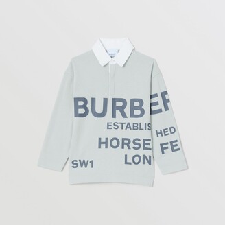 Burberry Childrens Long-sleeve Horseferry Print Cotton Polo Shirt