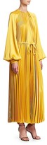 Thumbnail for your product : Oscar de la Renta Puff-Sleeve Satin Pleated Tie-Front Dress