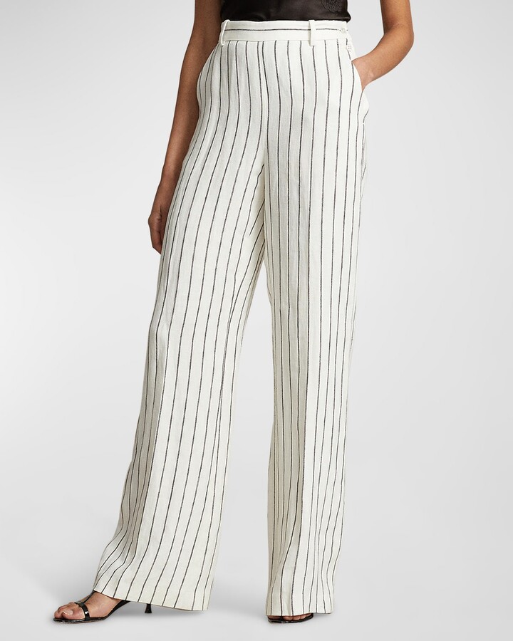Polo Ralph Lauren Striped Linen Jacquard Straight-Leg Pants - ShopStyle