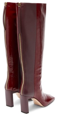 Wandler Isa Two-tone Square-toe Leather Boots - Womens - Burgundy