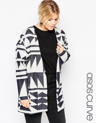 ASOS Curve CURVE Premium Wool Geo Jacquard Jacket