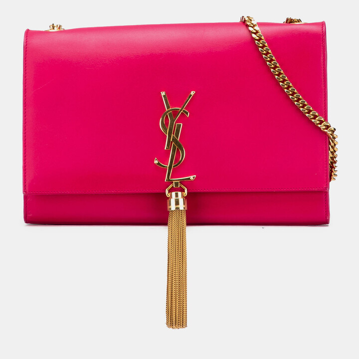 Saint Laurent Pink Medium Smooth Calfskin Classic Monogram Kate Tassel Crossbody