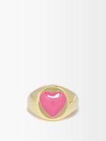 Thumbnail for your product : Wilhelmina Garcia Heart Enamel & 18kt Gold-vermeil Signet Ring - Pink Gold