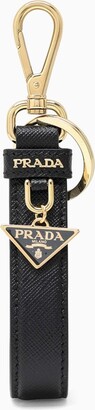 Prada Black/gold Saffiano leather keychain
