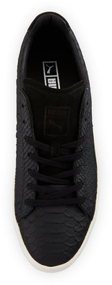 Puma Men's Clyde MII Snakeskin-Textured Low-Top Sneaker, Black