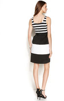 Thumbnail for your product : Spense Petite Sleeveless Striped Colorblocked Dress