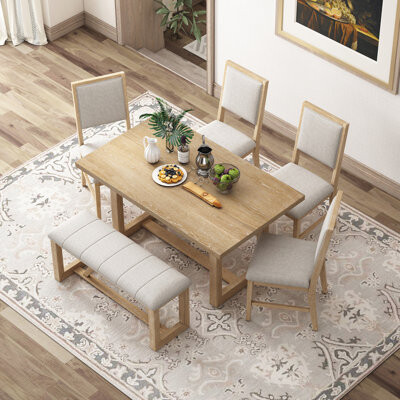August Grove 6-Piece Retro Dining Table Set for 6, 60\