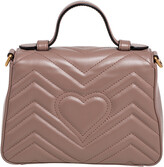 Thumbnail for your product : Gucci Beige Matelassé Leather Mini GG Marmont Top Handle Bag