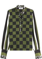 Thumbnail for your product : MSGM Silk Mixed Print Tie Neck Blouse