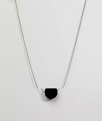 Pieces Long Chain Necklace With Velvet Pom Pom