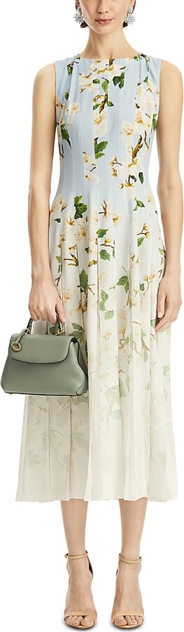 Oscar de la Renta Sleeveless Cherry Blossom Cady Dress