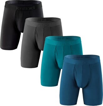 KNITLORD Mens Underwear Stretchy Soft Bamboo Boxers Long Leg Mens ...