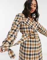 Thumbnail for your product : ASOS DESIGN Petite check belted coat