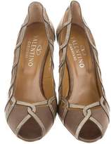 Thumbnail for your product : Valentino Peep-Toe Satin Pumps