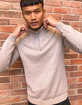Thumbnail for your product : ASOS DESIGN midweight cotton half-zip jumper in putty