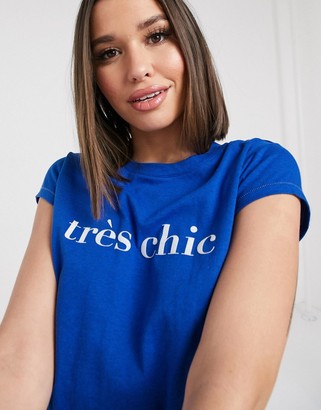 Hunkemoller tres chic knot front t-shirt in blue